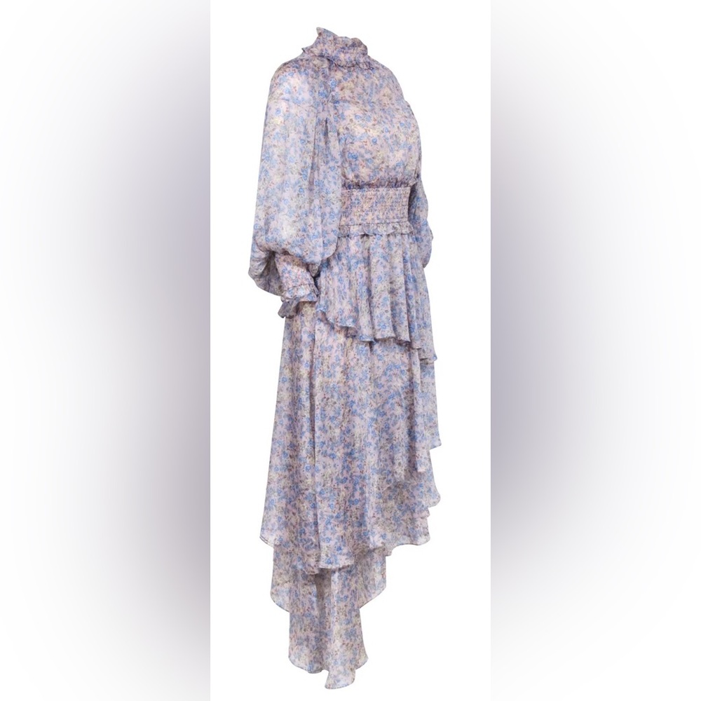 Eliatt Floral Ruffle Maxi Dress in Periwinkle Size Extra Small - Picture 3 of 5